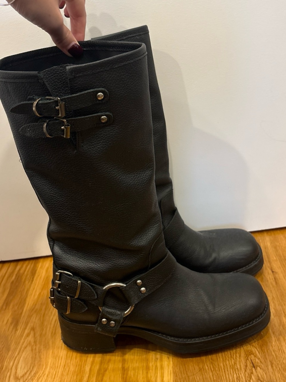 Steve Madden Black Buckle Combat Moto Boots